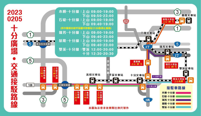 2/5十分場交通接駁車資訊圖。   圖：新北市觀旅局提供