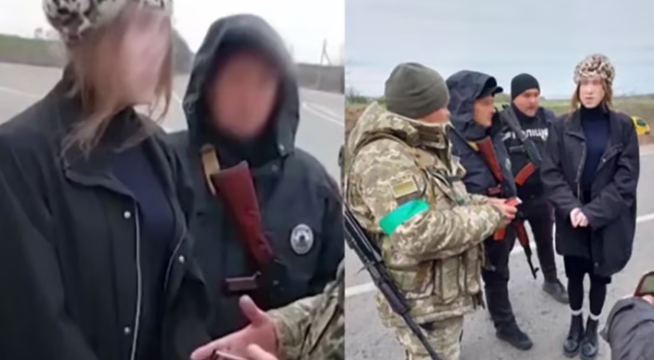 一名 26 歲的烏克蘭軍官，試圖以男扮女裝的方式逃到摩爾多瓦，結果被捕。   圖 : 翻攝自第一軍情