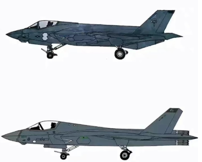 《河東三叔》指出，殲-35 戰鬥機最新改型與 F-35 戰鬥機越來越像。 圖：翻攝自河東三叔企鵝號