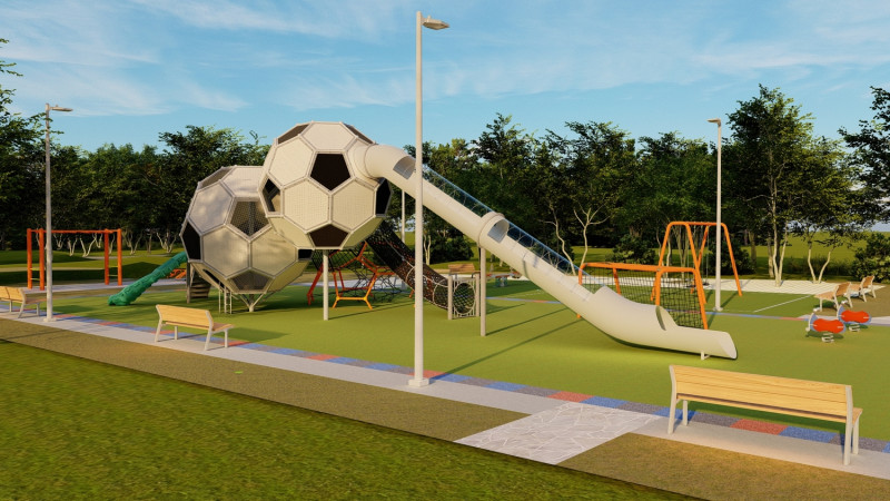 兒童足球遊戲場3D設計圖。   圖：新北市體育處提供