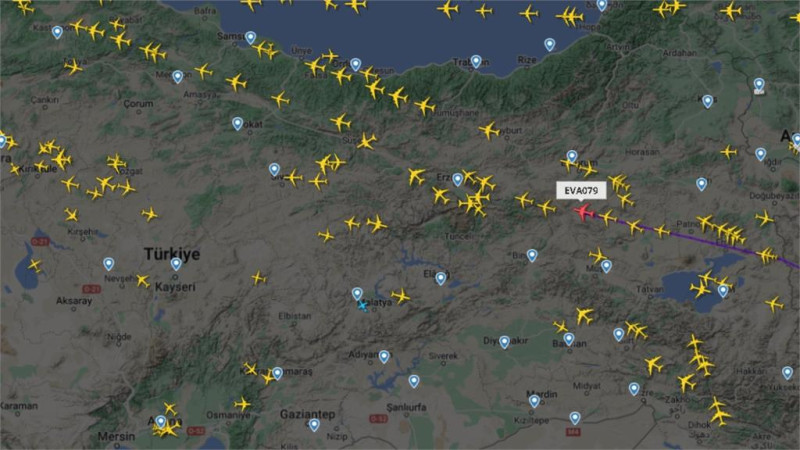 飛機若直達阿達那（Adana），將會是10多年來首次有台灣航空公司經伊拉克及敘利亞空域飛抵中東地區。   圖：截自flightradar24網站