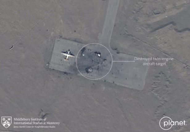 衛星拍攝到中國西北靶場導彈攻擊後的樣貌。   圖 : 翻攝自Planet Lab