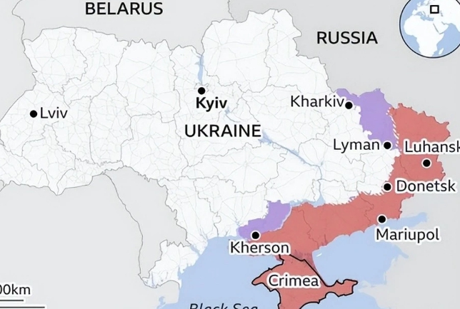 俄羅斯目前在烏克蘭的佔領區(橘色部分)。 圖 : 翻攝自第一軍情