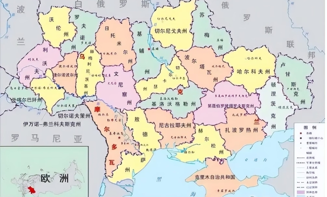 烏克蘭領土地圖，克里米亞在最南端，是區內最重要得戰略重鎮   圖 : 翻攝自騰訊新聞