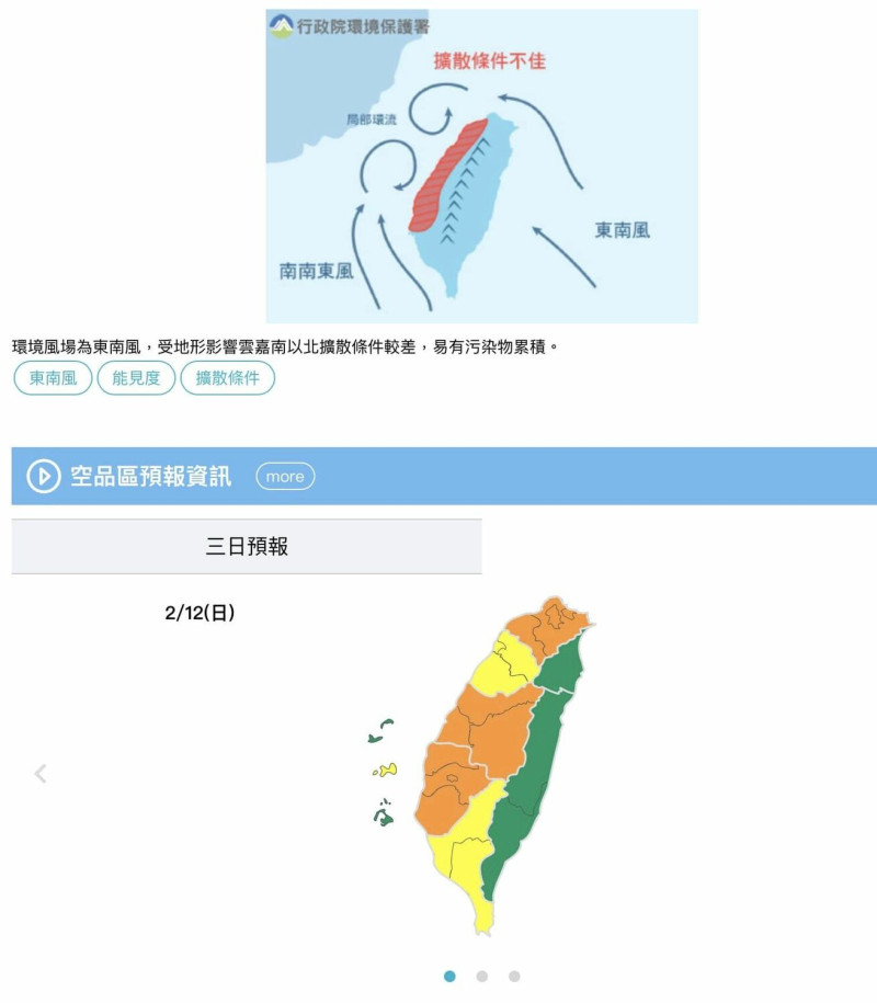 氣象達人彭啟明則在臉書表示，西北部仍有低雲或濃霧，中南部空品差，而溫暖晴朗的好天氣將維持到下週一。   圖：翻攝自氣象達人彭啟明臉書專頁