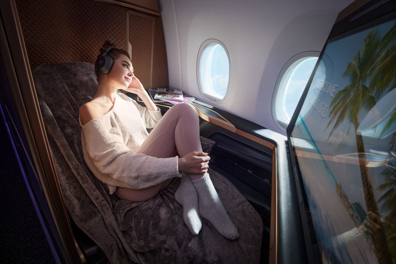 星宇航空A350提供4個頭等艙機位，呈現舒適隱密的個人空間。   圖：星宇航空／提供