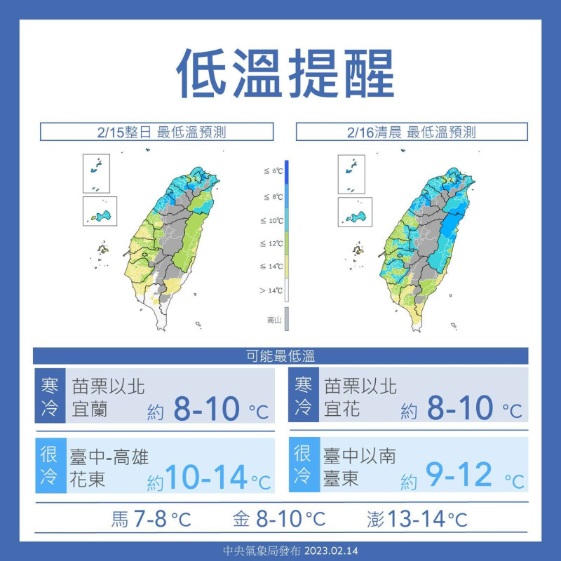 氣象局表示這邊冷空氣為強烈大陸冷氣團，因此全台降溫明顯。   圖：中央氣象局／提供