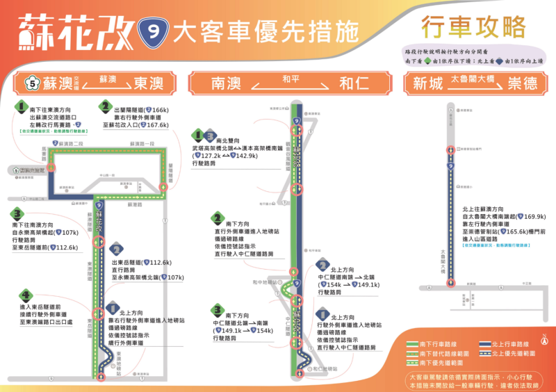 四工處公布的大客車優先措施。   圖：交通部高速公路局／提供