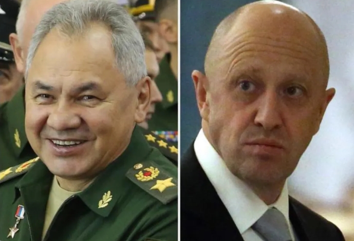 瓦格納首領葉夫根尼·普里戈津(右)與俄國國防部長紹伊古嚴重不合，發生內鬥。   圖 : 翻攝自《HE觀察》