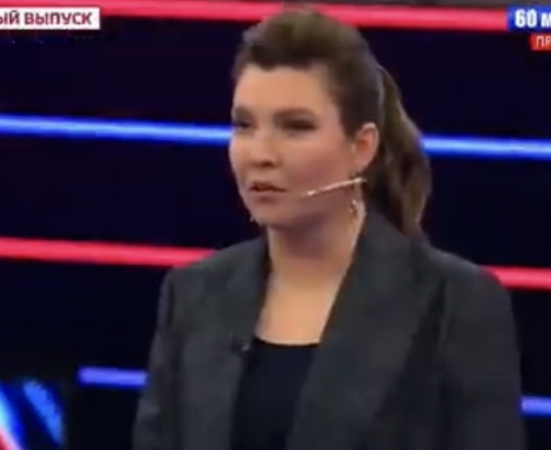 俄羅斯《第一頻道》《 60分鐘》節目主持人奧爾加•斯卡比耶娃。   圖 : 翻攝自俄羅斯《第一頻道》《 60分鐘》