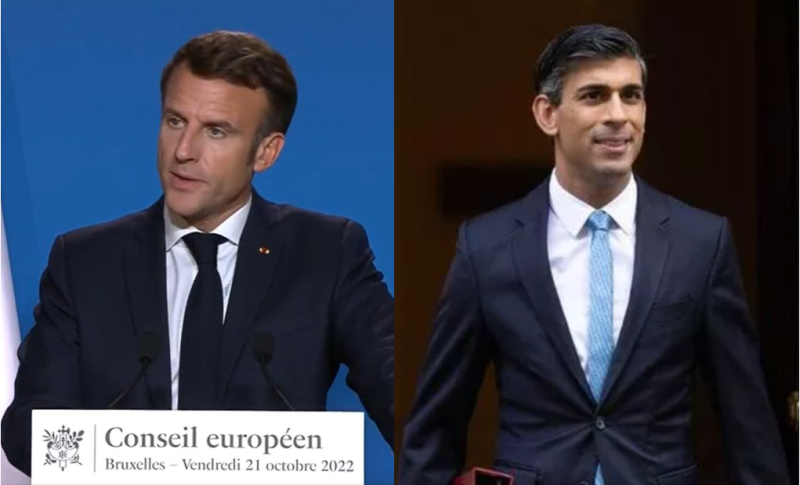英法兩國昨(10)日舉行高峰會，法國總統馬克宏（Emmanuel Macron）、英國首相蘇納克（Rishi Sunak）皆出席。   圖:新頭殼合成