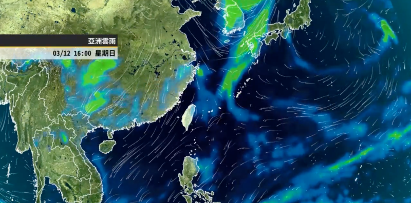 今(12)日下半天鋒面快速通過台灣北部。   圖：翻攝自天氣風險公司臉書