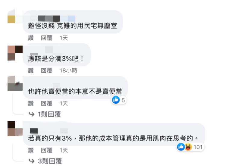 面對館長開直播賣慘表示「利潤僅剩3%」，大部分網友都不買單。   圖：翻攝自FB/王浩宇