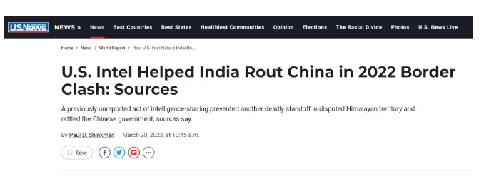 美媒《USNews》的最新爆料，印軍之所以能做到「有備而來」，是因為美軍為其提供了情報支援。 圖 : 翻攝自《USNews》網站