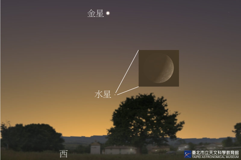 4月12日有今年首次的「水星東大距」。   圖：翻攝自台北市立天文館官網