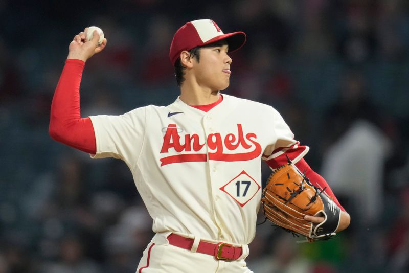 天使隊二刀流球星大谷翔平繳7局無失分好投，奪本季第二勝。   圖／美聯社／達志影像