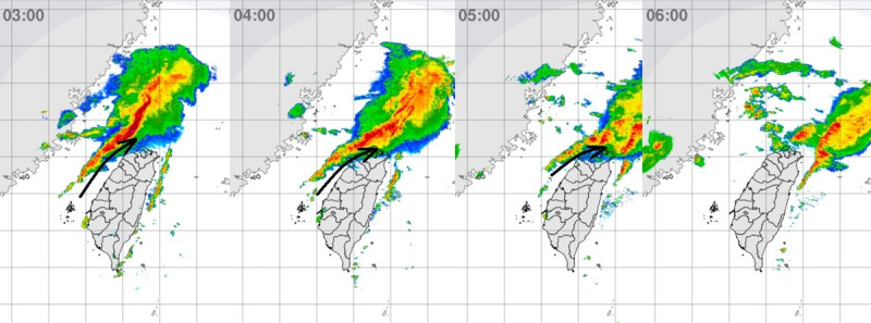 氣象局長鄭明典今天一早在臉書分享「繞地形而過的氣流」，他比對氣流線分析，雨區繞了台灣北部地形而過，後面接續的雨區還有點距離。   圖：翻攝自鄭明典臉書