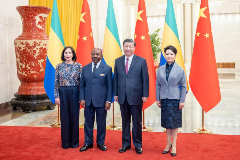 加彭總統阿里·邦戈·翁丁巴（Ali BONGO ONDIMBA）與中國國家主席習近平發表聯合聲明，重申加彭堅定奉行一個中國原則。   圖：翻攝Ali BONGO ONDIMBA臉書
