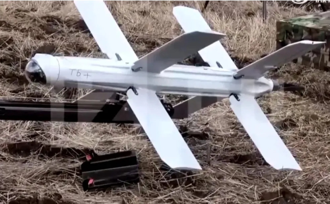 俄軍柳葉刀巡遊飛彈 ( 無人機的一種 )。   圖 : 翻攝自俄軍 Telegram
