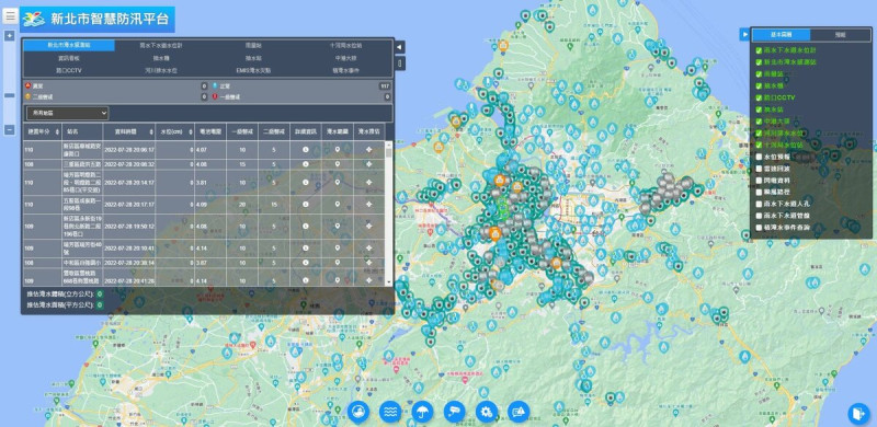 以智慧防汛平台監看進行相關數據判讀。   圖：新北市水利局提供