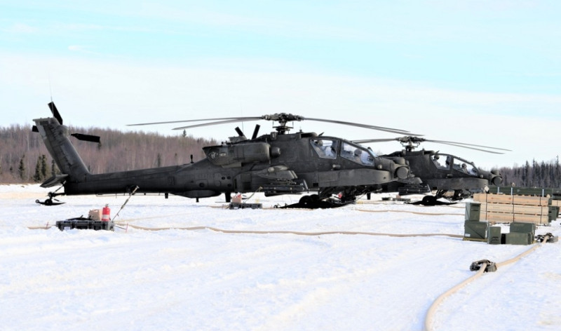 部署在阿拉斯加溫賴特堡的美軍AH-64D阿帕武裝契直昇機。   圖 : 翻攝自DVIDS