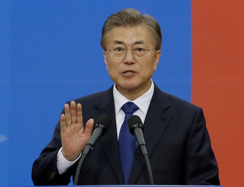 韓國新任總統文在寅於今(10)日上午宣誓就職。    圖:達志影像/路透社