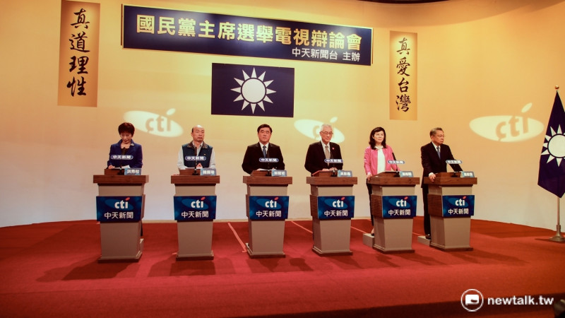 競爭激烈的國民黨主席選舉邁入倒數時刻，第三場電視辯論今(10)日下午如火如荼地展開。   圖：趙婉淳/攝