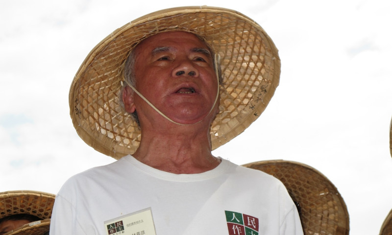 民進黨前主席林義雄11日上午加入公投法補正禁食行列。   圖：林朝億/攝