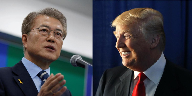 韓美雙方敲定首腦會談時程，韓國總統文在寅(左)表示非常期待與川普會面。   圖：達志影像/路透社。新頭殼合成。