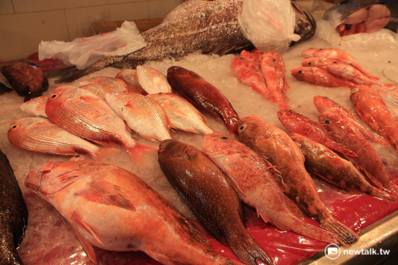 旅客可購買各式魚貨如紅喉、紅目連、海帶仔、紅魚等，再到熟食區請店家烹煮。   圖：呂晏慈攝