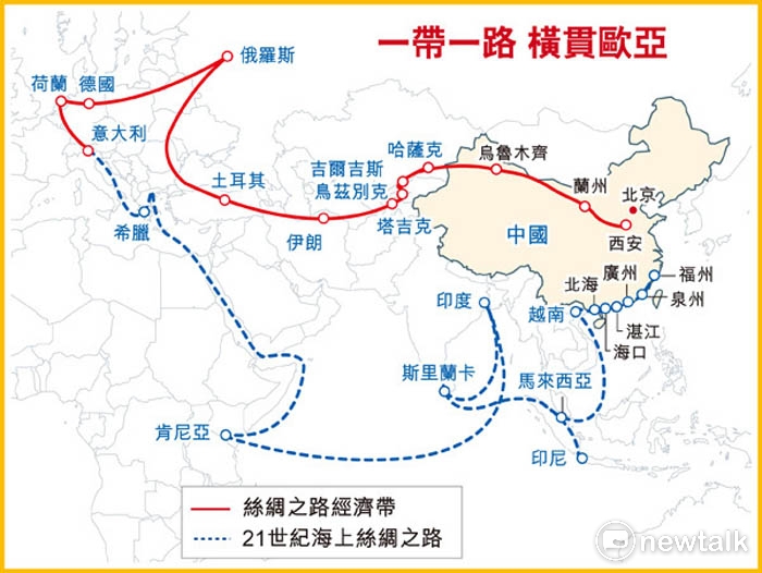 中國藉「一帶一路」擴張經濟實力，因此以巴衝突恐影響中國計畫。   圖 : 翻攝自網路