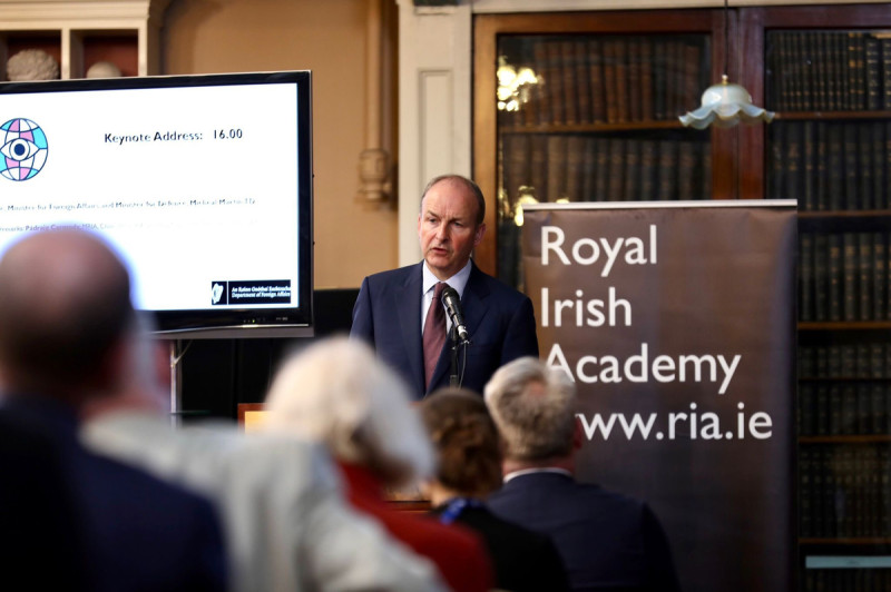 愛爾蘭副總理馬丁於愛爾蘭皇家學術院國際關係年度會議發表主題演說中強調，台海和平穩定至關重要。   圖：翻攝Micheal Martin推特