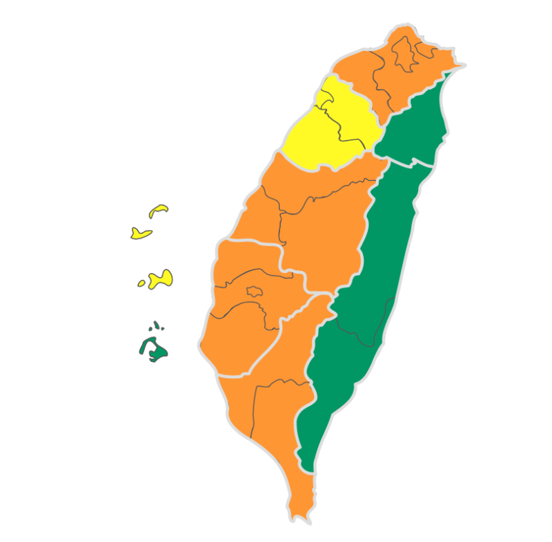 北部、中部、雲嘉南、高屏空品區為「橘色提醒」等級。   圖：翻攝自環保署空品監測網