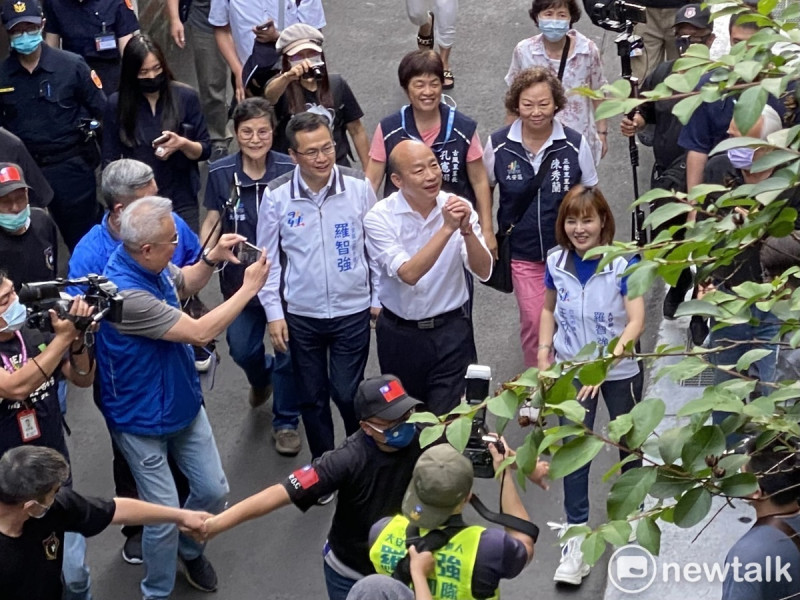 前高雄市長韓國瑜今現身挺國民黨北市議員羅智強。   圖：周煊惠 / 攝