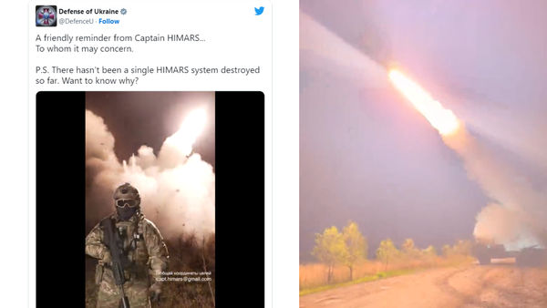 烏克蘭國防部3日公布M142多管火箭攻擊影片。   圖：翻攝推特