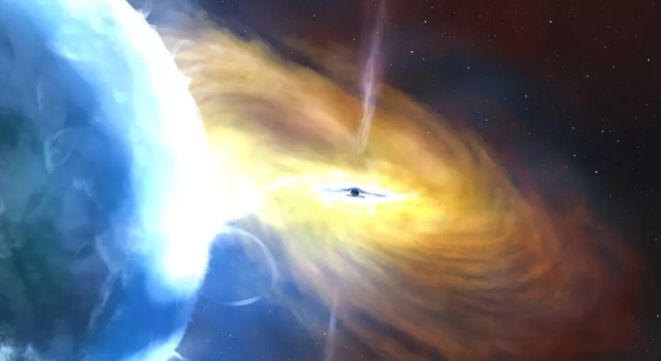 天文學近期發現了一個以黑洞為核心的類星體，正以驚人的速度成長，平均每日都要「吃掉」一個太陽。（示意圖）   圖 : 翻攝自 SPACE/ Paice