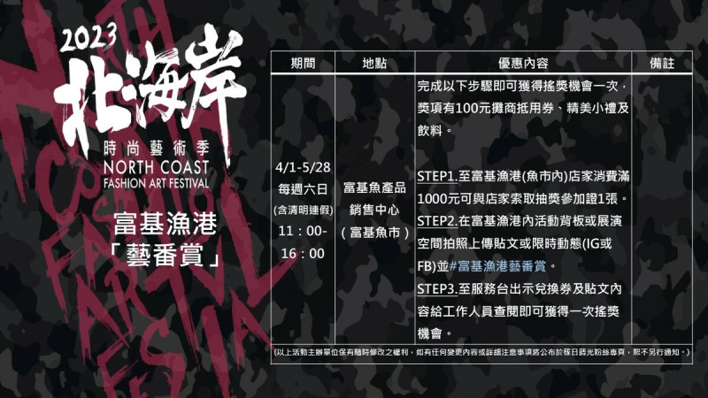 富基漁港期間限定「藝番賞」活動。   圖：新北市漁業處提供