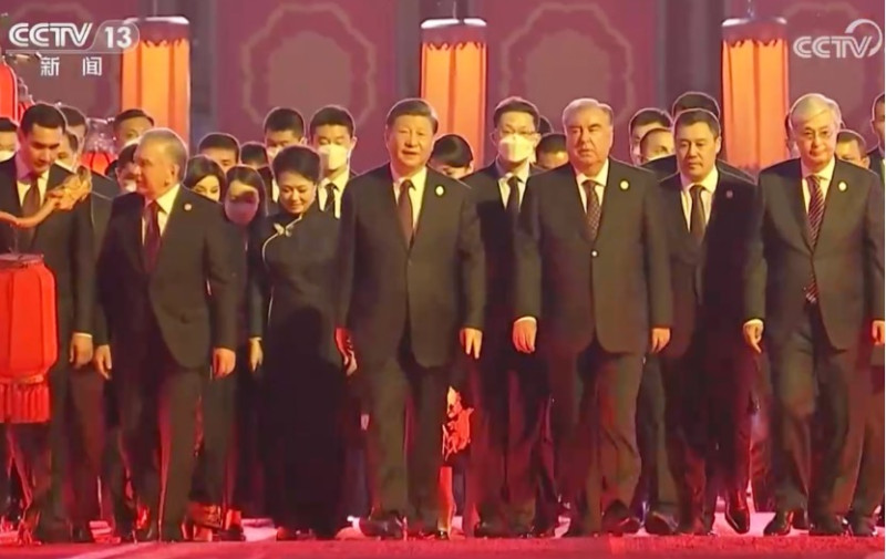 中國18日起，在西安舉辦中亞峰會，會唔中亞五國領袖，試圖超越俄羅斯成為中亞霸主的意味。   圖：截自央視 CCTV