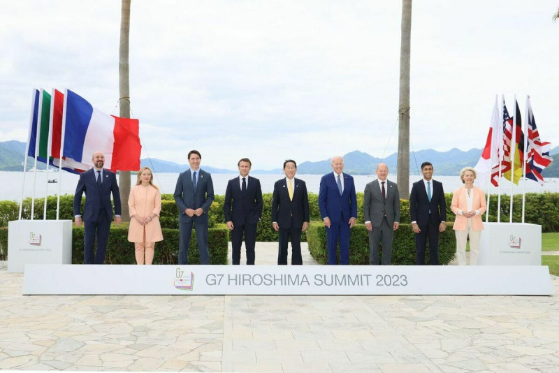 七大工業國集團（G7）領袖高峰會 19 日在日本廣島登場，並在昨（21）日正式落下帷幕。   圖：翻攝自G7 Japan推特