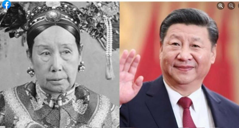 慈禧太后和中國領導人習近平。   圖：翻攝矢板明夫臉書