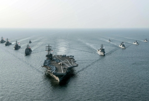 美國太平洋艦隊航空母艦戰鬥群。   圖 : 翻攝自羅富強觀察室