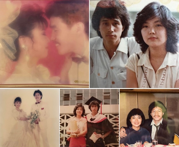 駐德代表謝志偉（左上圖右）與老婆王齡慧已經結褵35年，529是他們的結婚紀念日，他相當有感。   圖：翻攝自謝志偉臉書