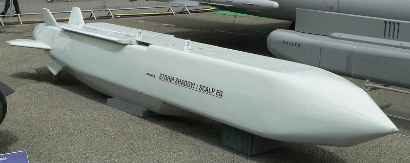 英國援烏的暴風陰影巡航導彈是迄今為止，北約交予基輔最大的導彈，其射程250公里。   圖：翻攝自推特
