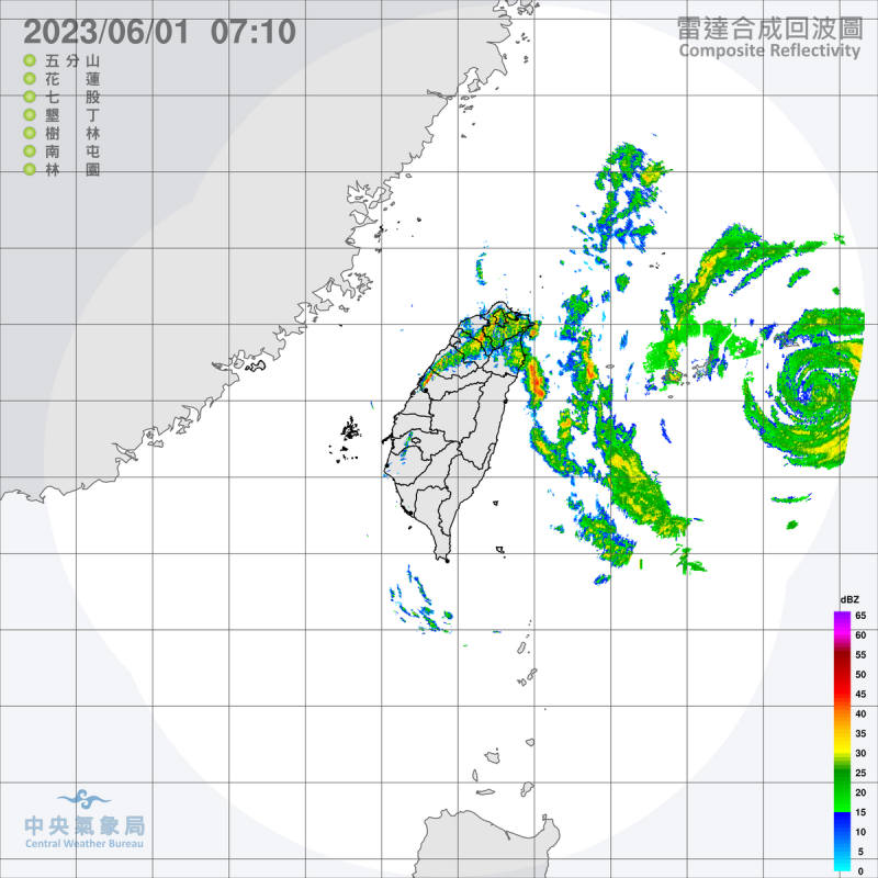 受到颱風外圍環流影響，今天大台北地區、桃園、新竹、宜蘭等5縣市，要小心有局部大雨發生機率。   圖：中央氣象局／提供