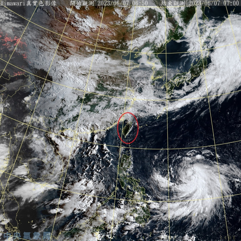 輕度颱風「谷超」影響台灣機率偏低，受到偏南風影響，東部、東南部地區與澎湖、馬祖今天將有局部短暫陣雨，各山區則要小心午後雷陣雨。   圖：中央氣象局／提供