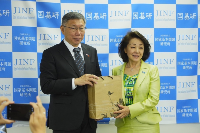 民眾黨總統參選人柯文哲今訪日本智庫「國家基本問題研究所」。   圖：民眾黨 / 提供