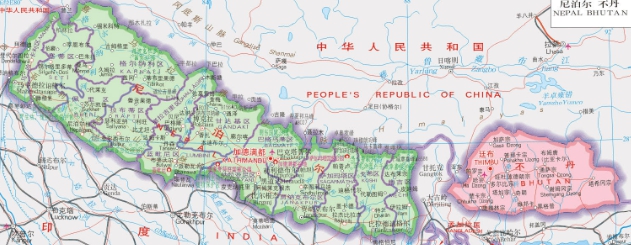 尼泊爾有三個面向與印度接壤，北面則有中國相鄰。 圖 : 翻攝自搜狐