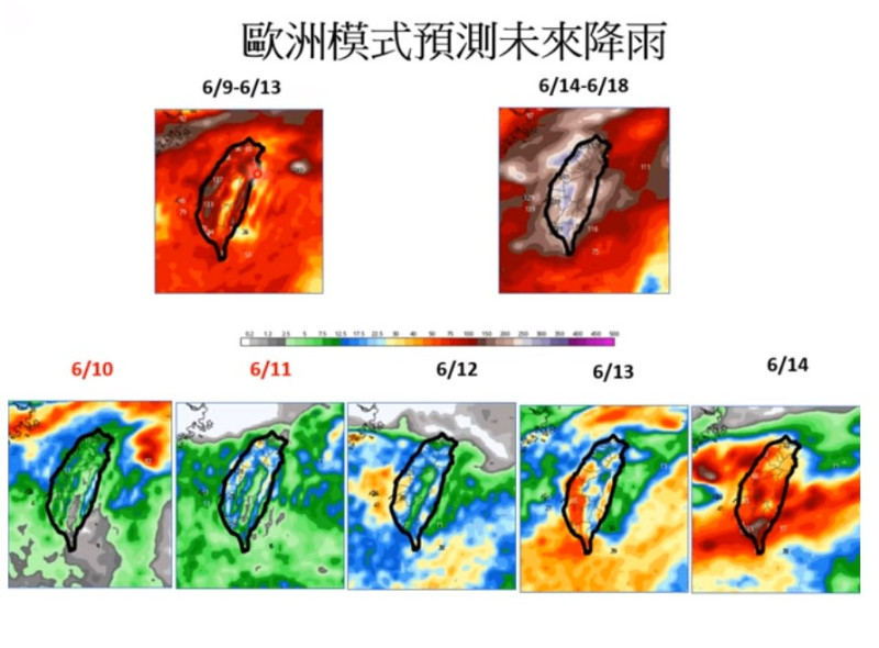 明日至18日的降雨趨勢。   圖：取自賈新興臉書