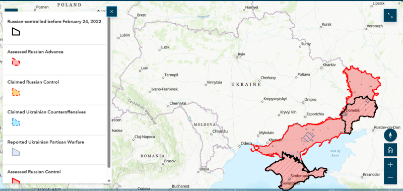 烏俄最新戰爭局勢圖。   圖：翻攝自戰爭研究所推特