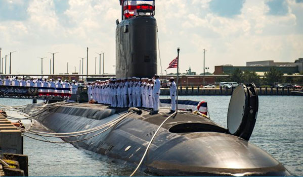 美國海軍「維吉尼亞級」核動力攻擊潛艦「南達科他號(SSN-790)」。圖為2019年成軍典禮。   圖：翻攝US Navy